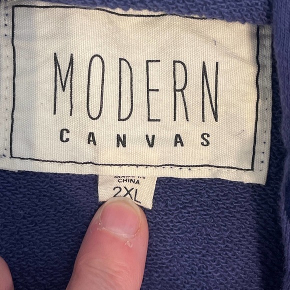Modern‎ Canvas Blue Hoodie frayed botton Pre-owned 100% Cotton 2XL - Picture 5 of 6